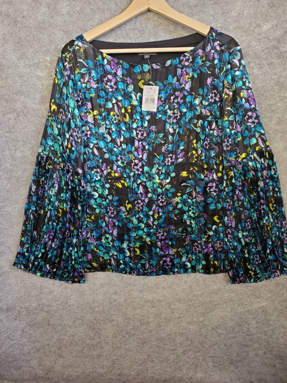 NWT Women's The Limited Large Dark Floral Long Sleeve Flowy Blouse
